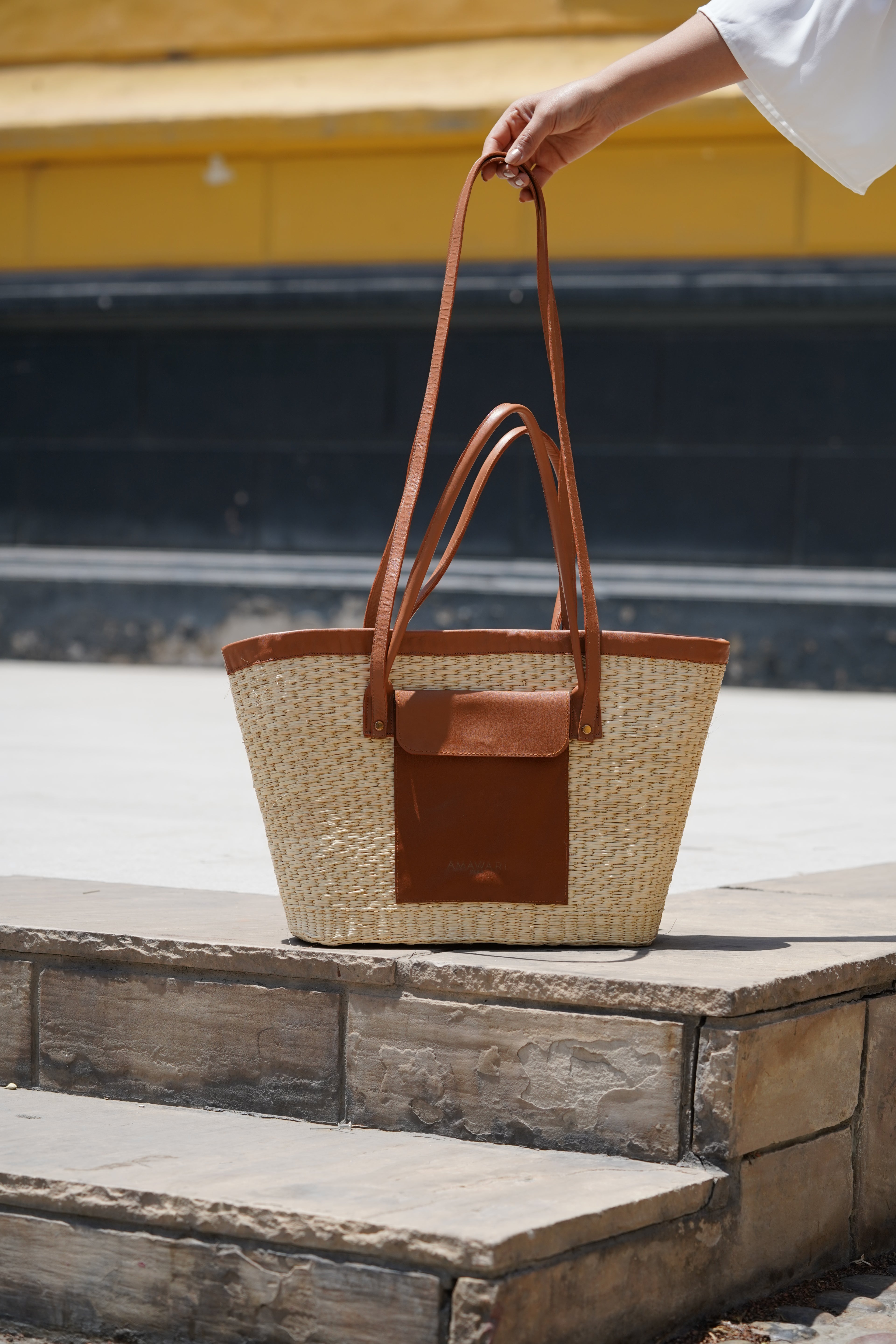 MAXI  CARTERA Maré DE FIBRA NATURAL Y CUERO