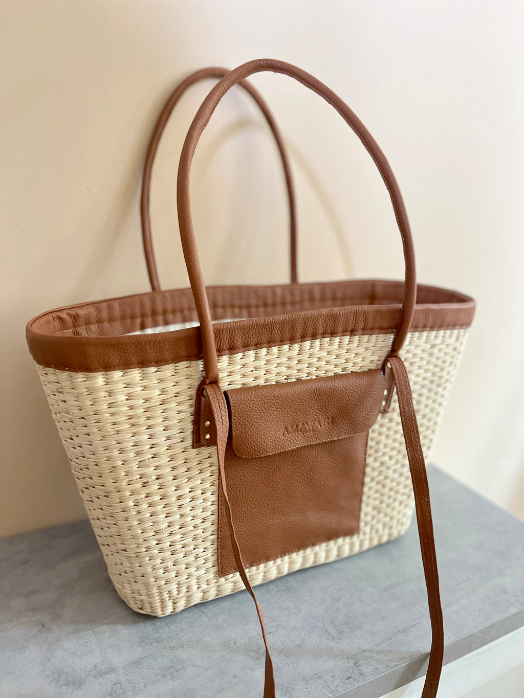 MAXI  CARTERA Maré DE FIBRA NATURAL Y CUERO